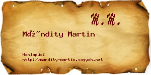 Mándity Martin névjegykártya